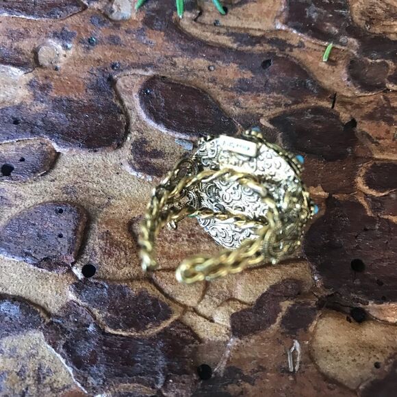 VINTAGE 1950’s Turquoise Costume Cocktail Ring 6.5 - Picture 5 of 8